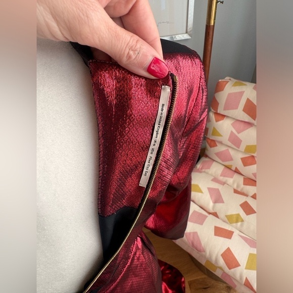 Roland Mourat red shiny long dress net-a-porter exclusive size 12 - Picture 7 of 12